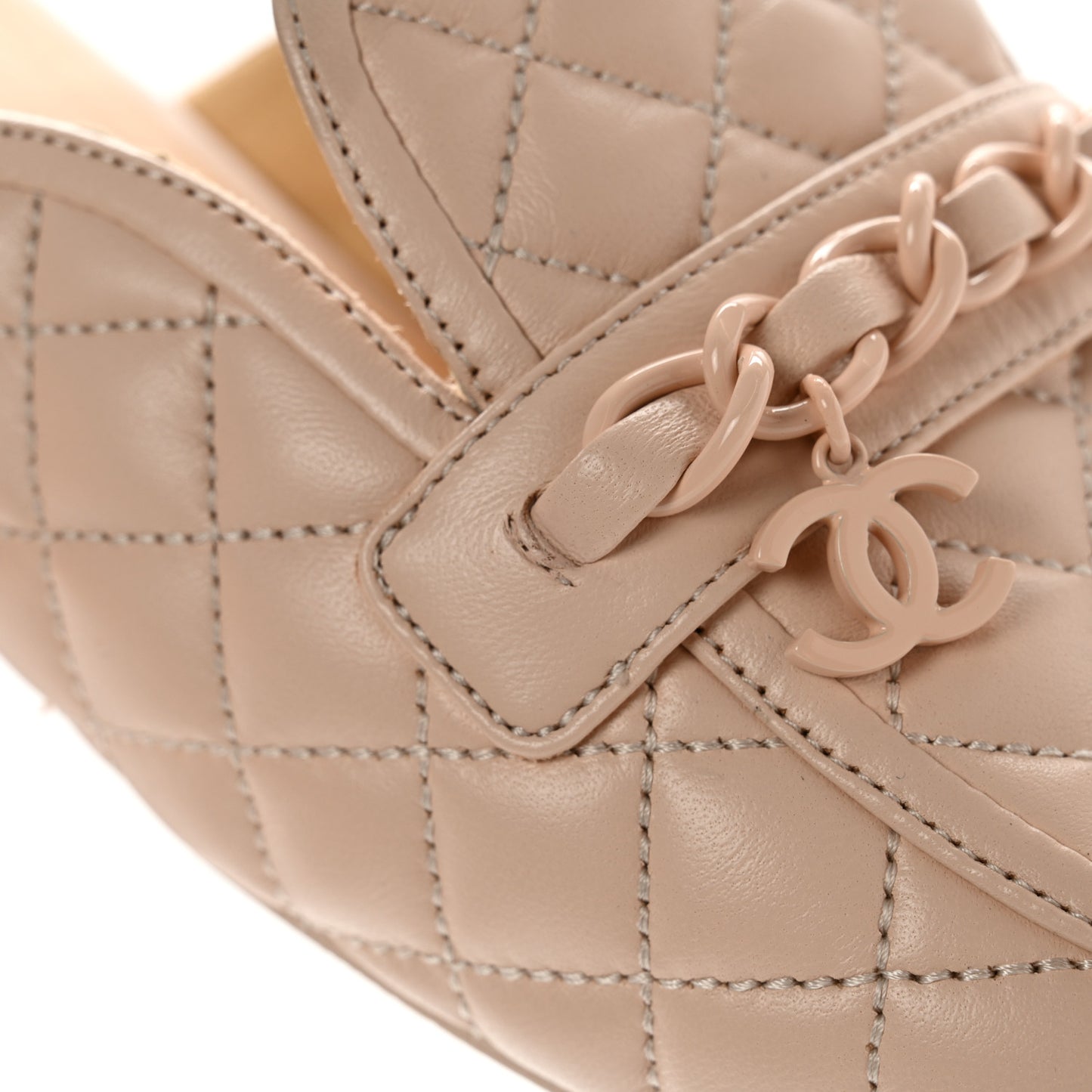Lambskin Quilted Chain CC Mules 39 Light Pink