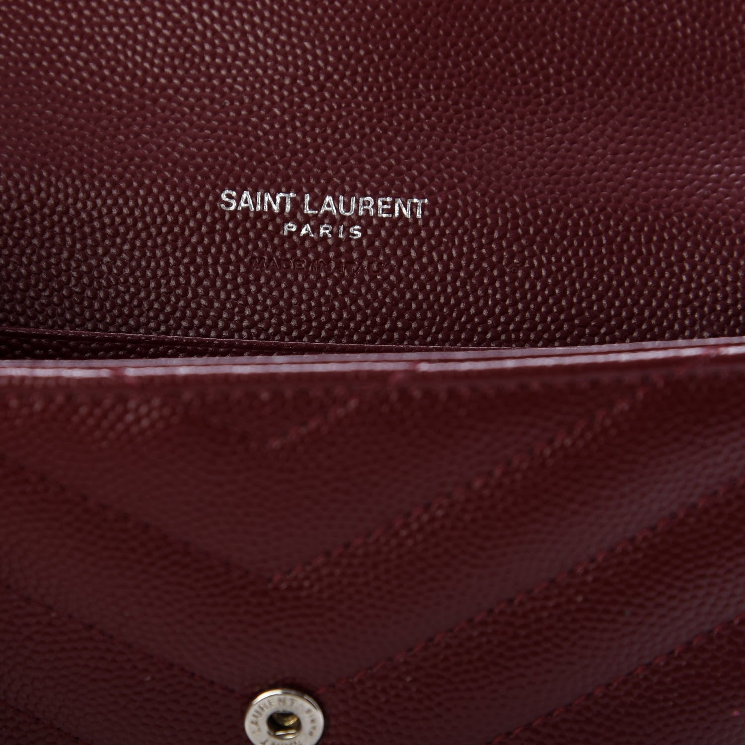 Saint Laurent Grain De Poudre Matelasse Chevron Small Monogram Envelope Wallet Palissandre 6 of 7