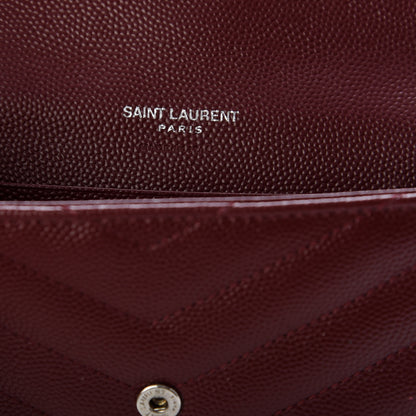 Saint Laurent Grain De Poudre Matelasse Chevron Small Monogram Envelope Wallet Palissandre 6 of 7