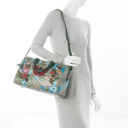 Gucci GG Supreme Monogram Bloom Butterfly Embroidered Medium Boston Green 2 of 7
