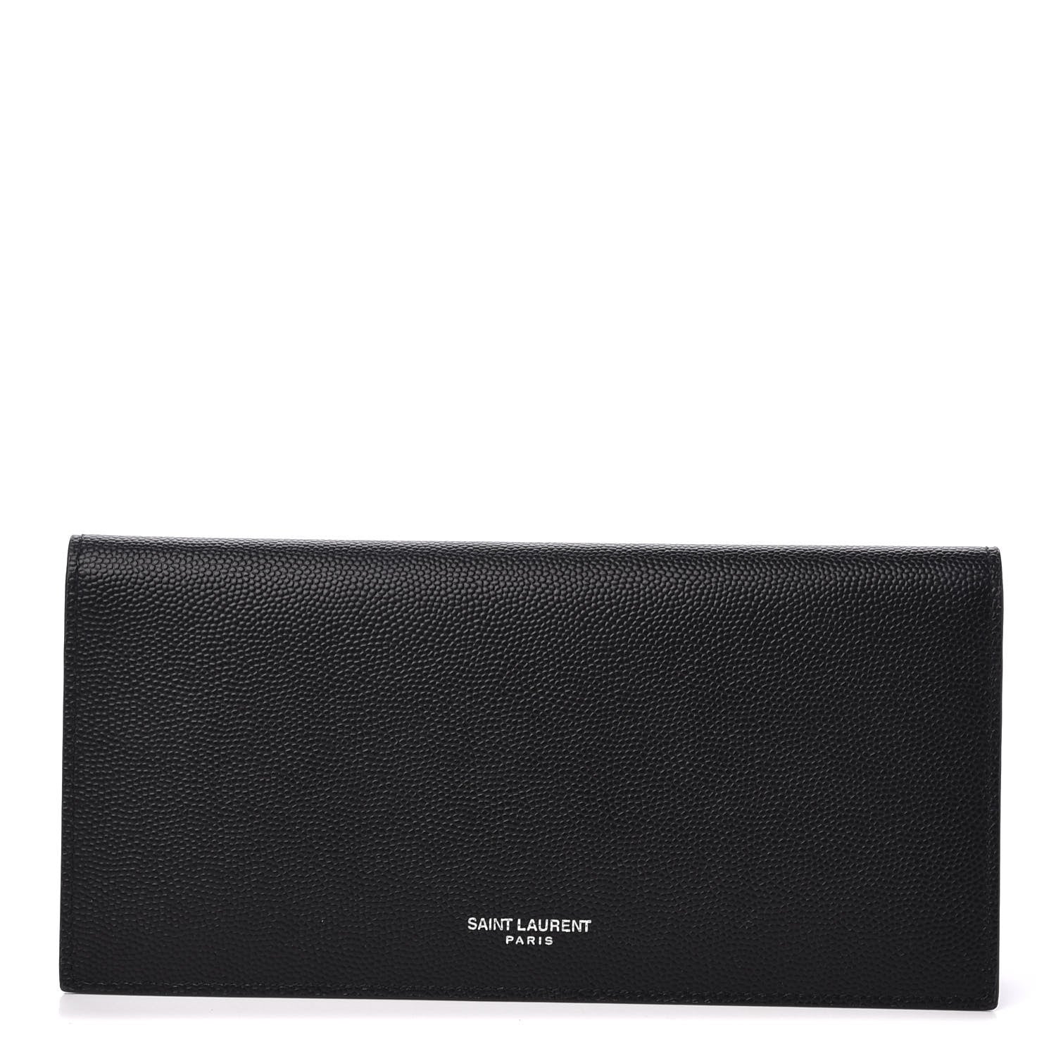 Saint Laurent Grain De Poudre Foldover Logo Wallet Black 1 of 8