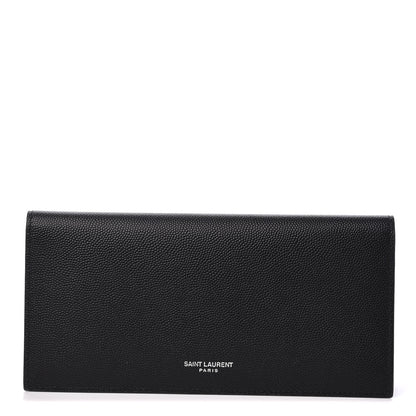 Saint Laurent Grain De Poudre Foldover Logo Wallet Black 1 of 8