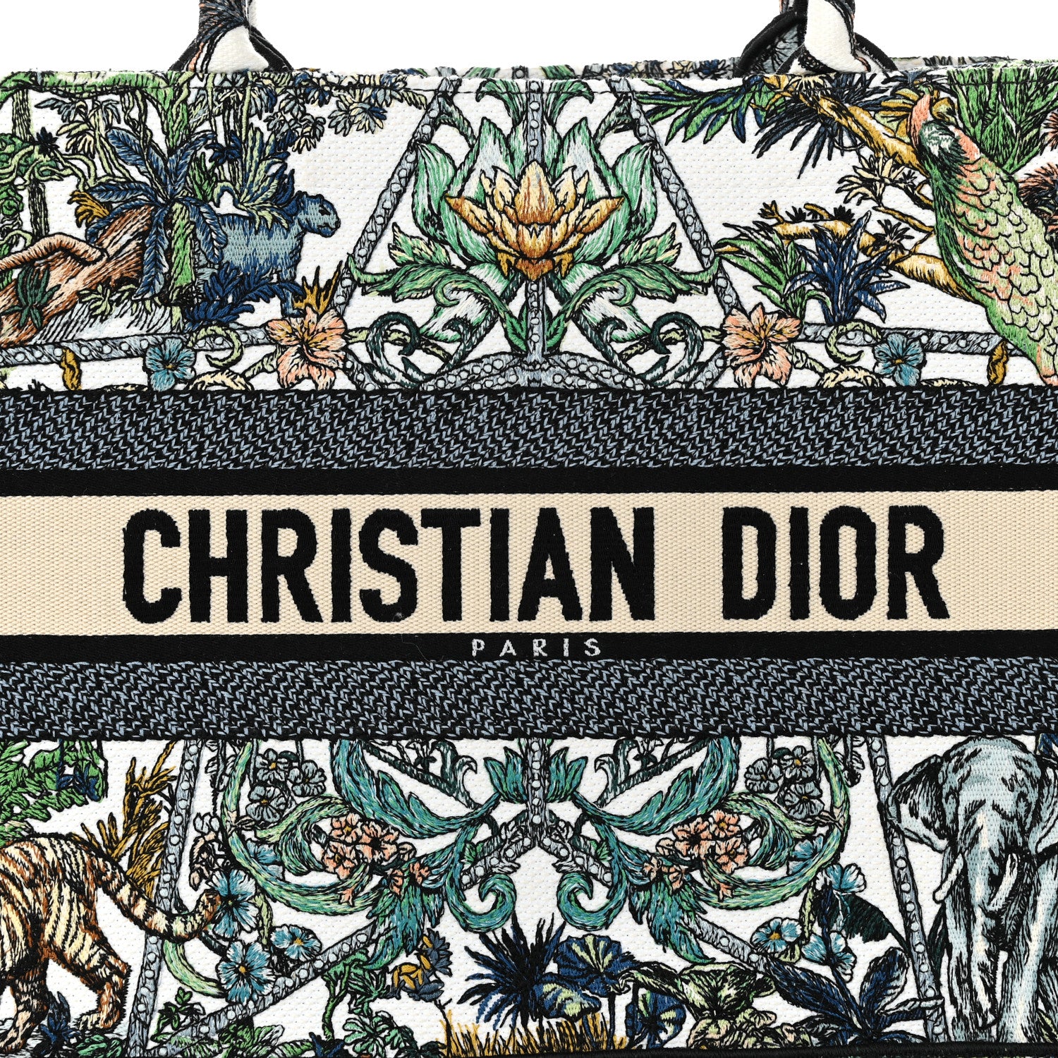 Christian Dior Canvas Embroidered Medium Etoile de Voyage Book Tote White Multicolor 8 of 10