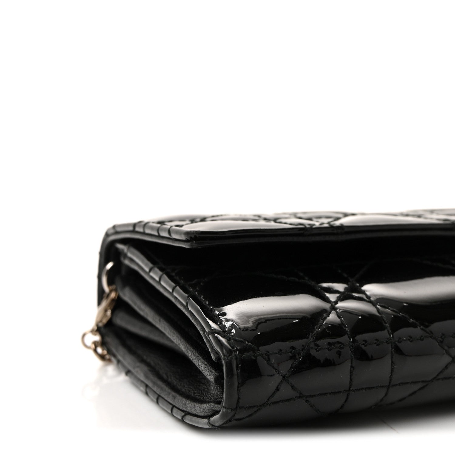 Christian Dior Patent Lambskin Cannage Lady Dior Rendezvous Wallet On Chain Black 9 of 10