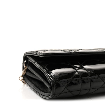 Christian Dior Patent Lambskin Cannage Lady Dior Rendezvous Wallet On Chain Black 9 of 10