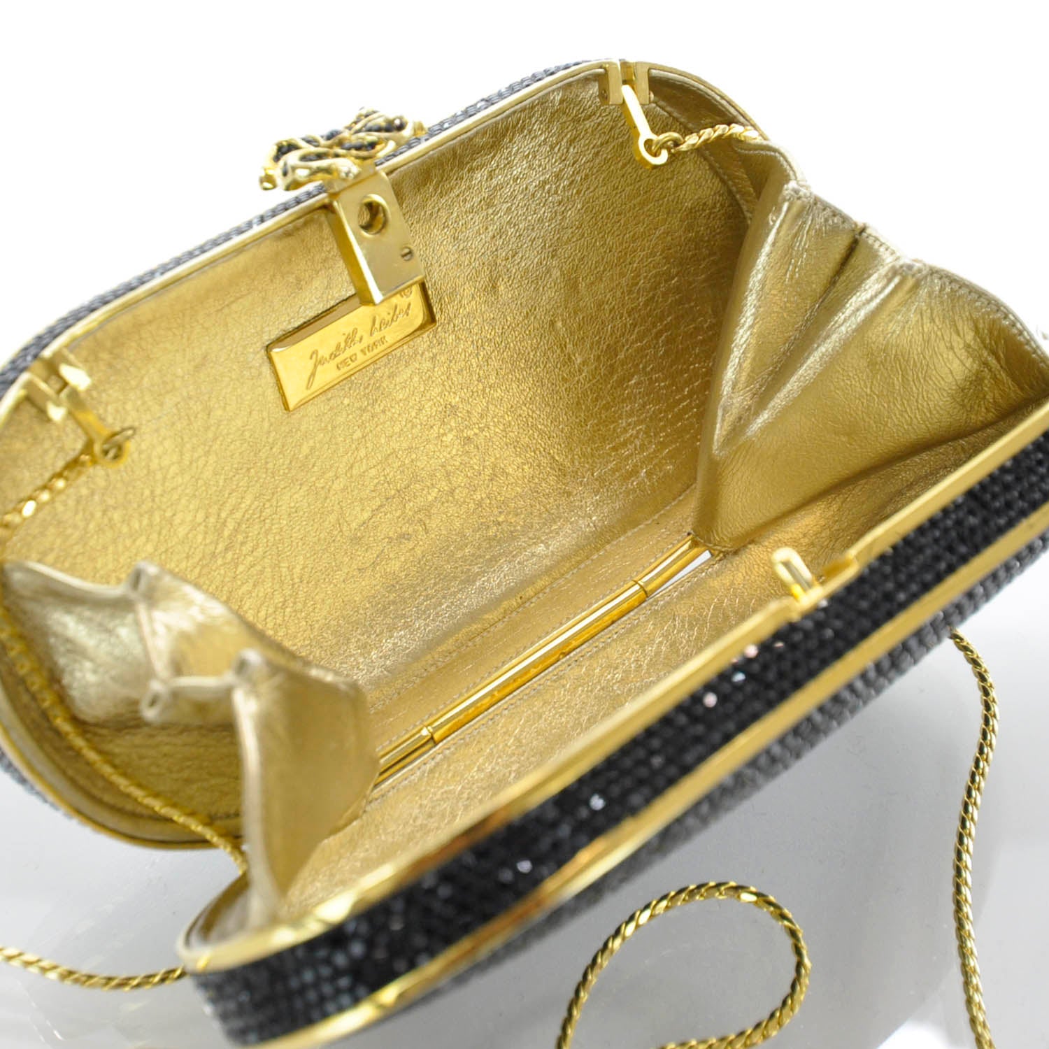 Judith Leiber Black Austrian Crystal Minaudiere Clutch 6 of 7