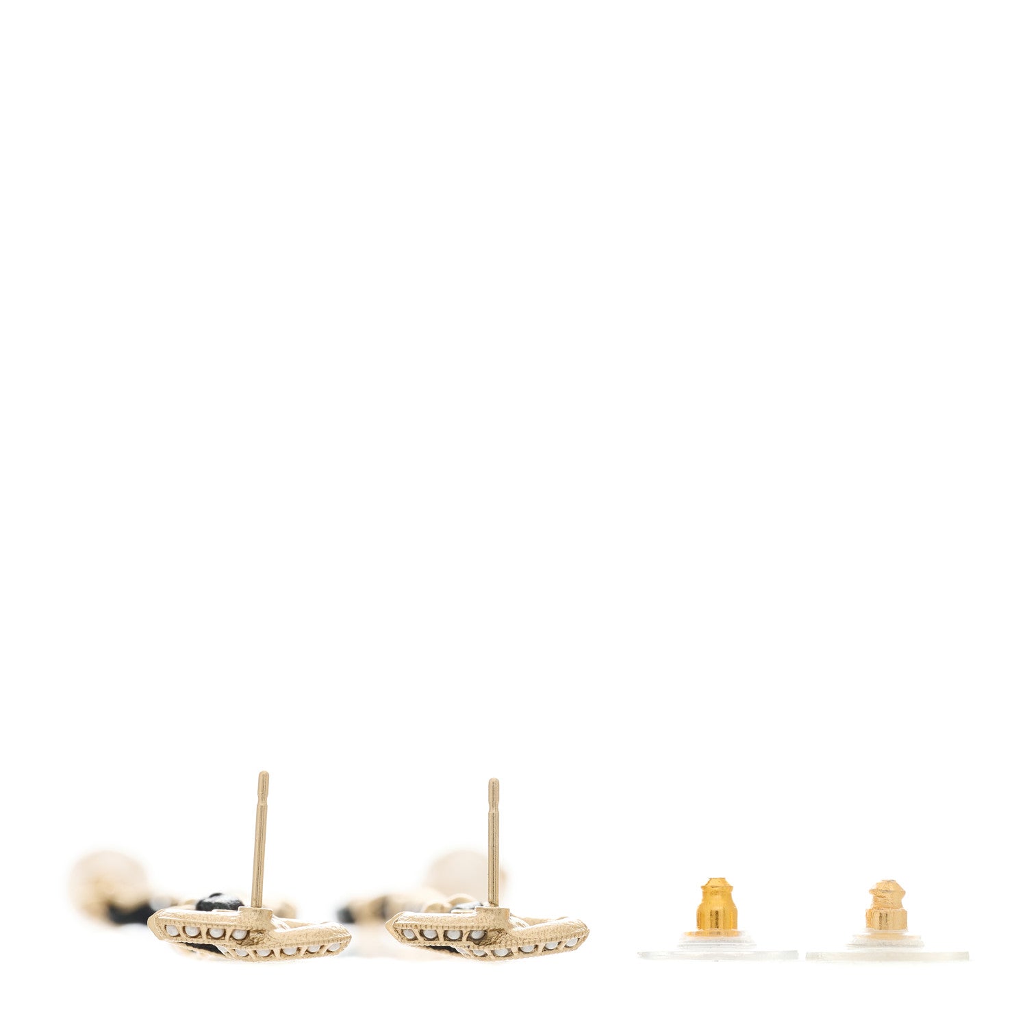 Chanel Lambskin Chain Crystal Pearl CC Drop Earrings Gold 3 of 5