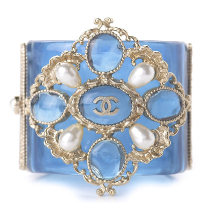 Chanel Resin Gripoix Pearl CC Cuff Blue 1 of 6