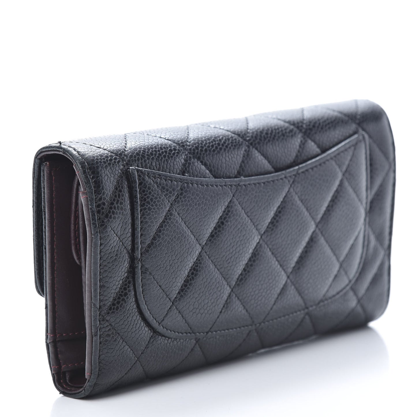 Caviar Quilted Large Flap Wallet Black