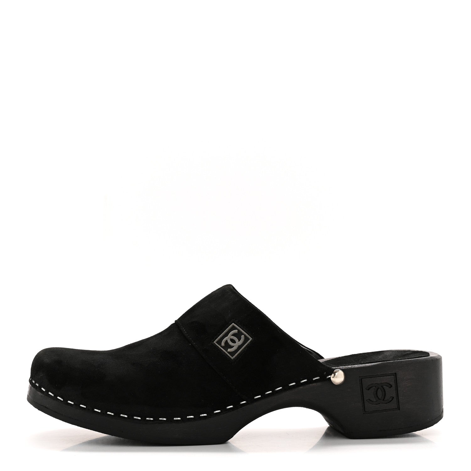 Chanel Suede CC Clogs 37 Black 1 of 9