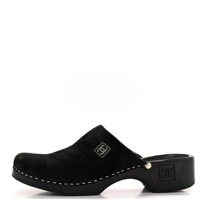 Chanel Suede CC Clogs 37 Black 1 of 9