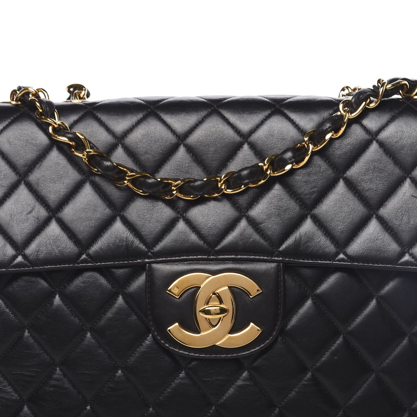 Lambskin Quilted Jumbo Single Flap Black