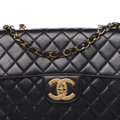Chanel Lambskin Quilted Jumbo Single Flap Black 10 of 12