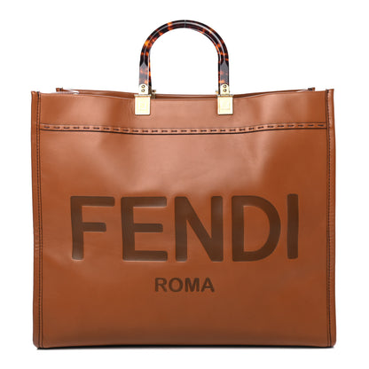 Fendi Vitello King Plexiglass Large Fendi Sunshine Shopper Tote Cuoio 1 of 4