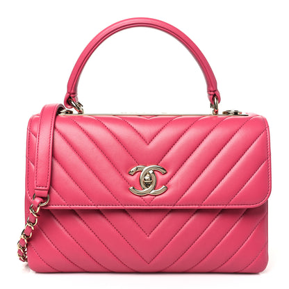 Chanel Lambskin Chevron Quilted Small Trendy CC Dual Handle Flap Bag Pink 1 of 10