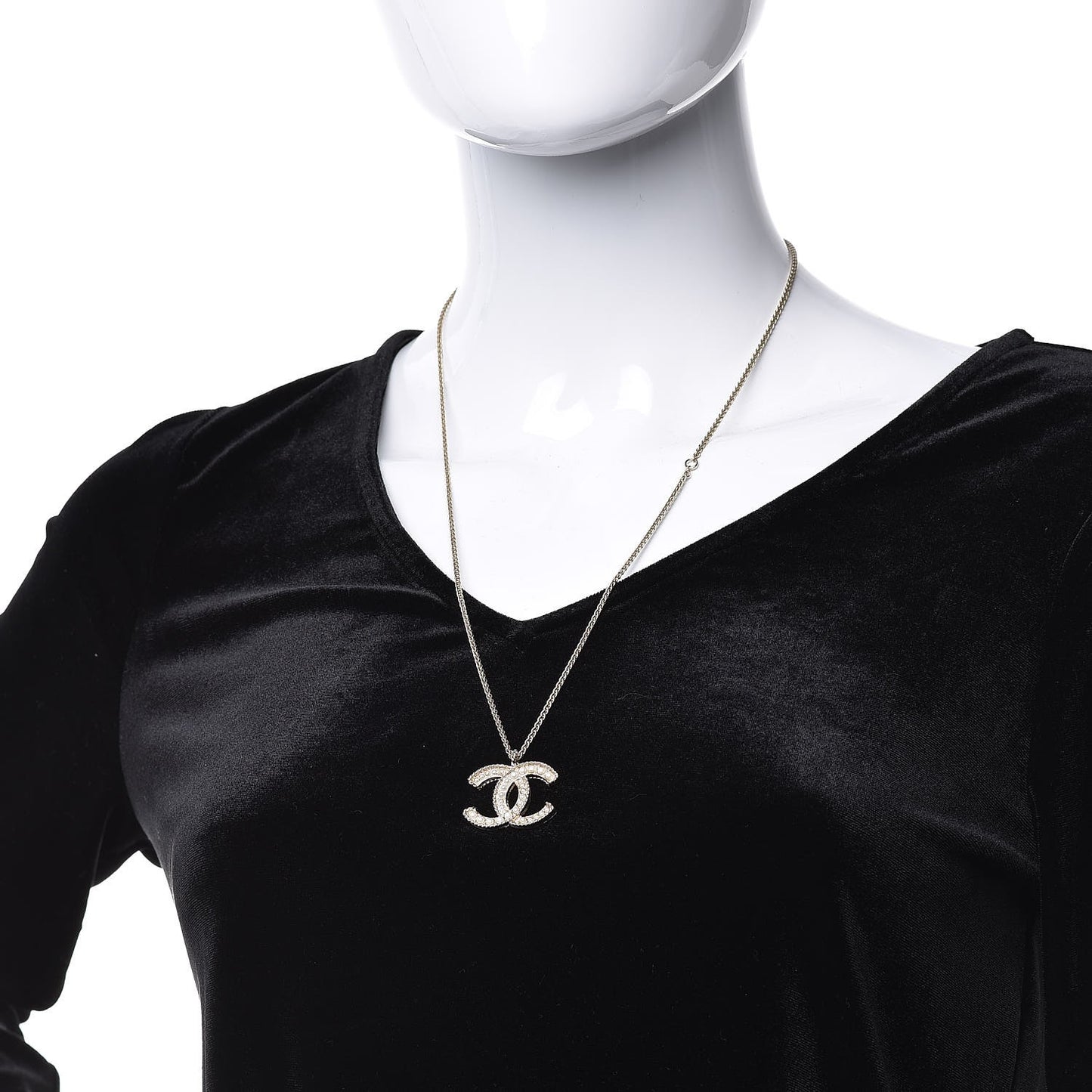 Pearl CC Pendant Necklace Gold