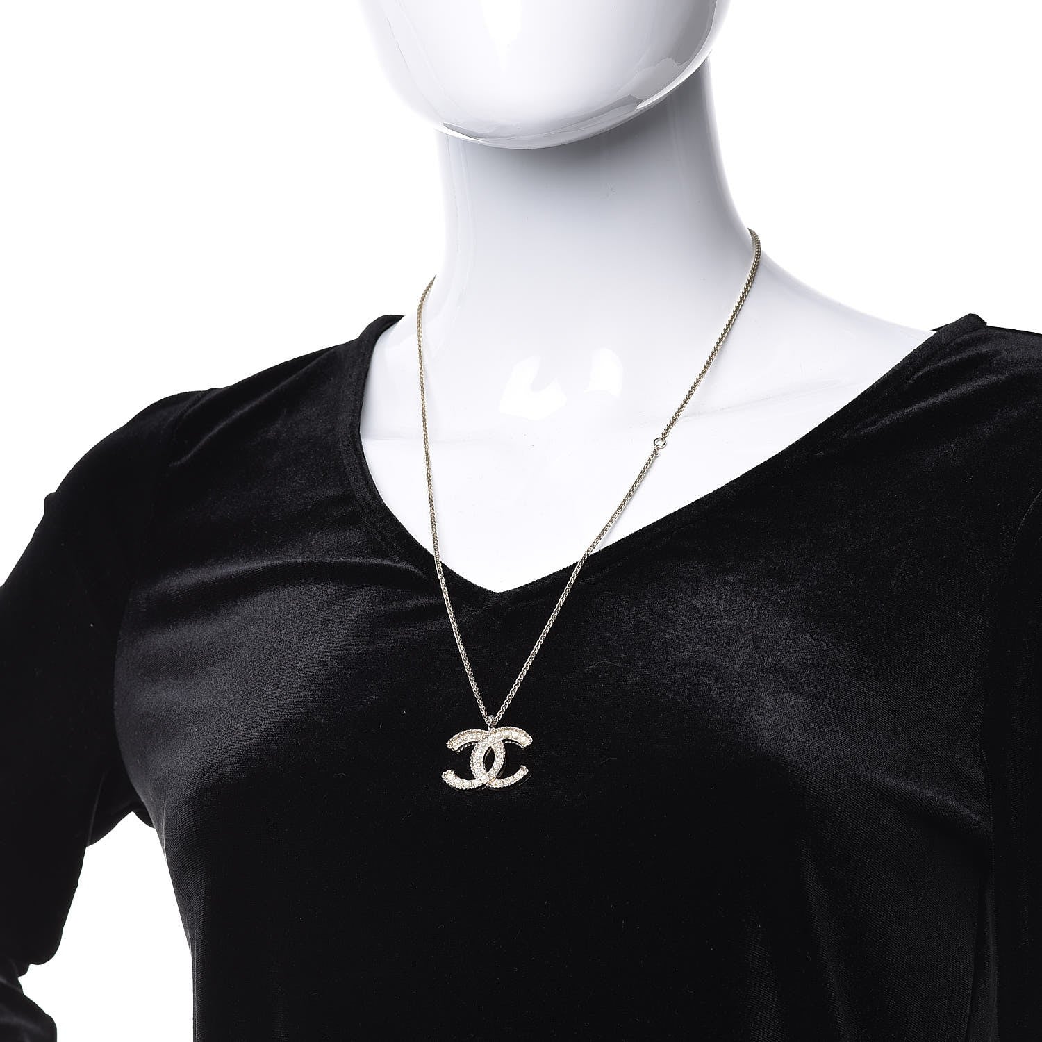 Chanel Pearl CC Pendant Necklace Gold 2 of 6