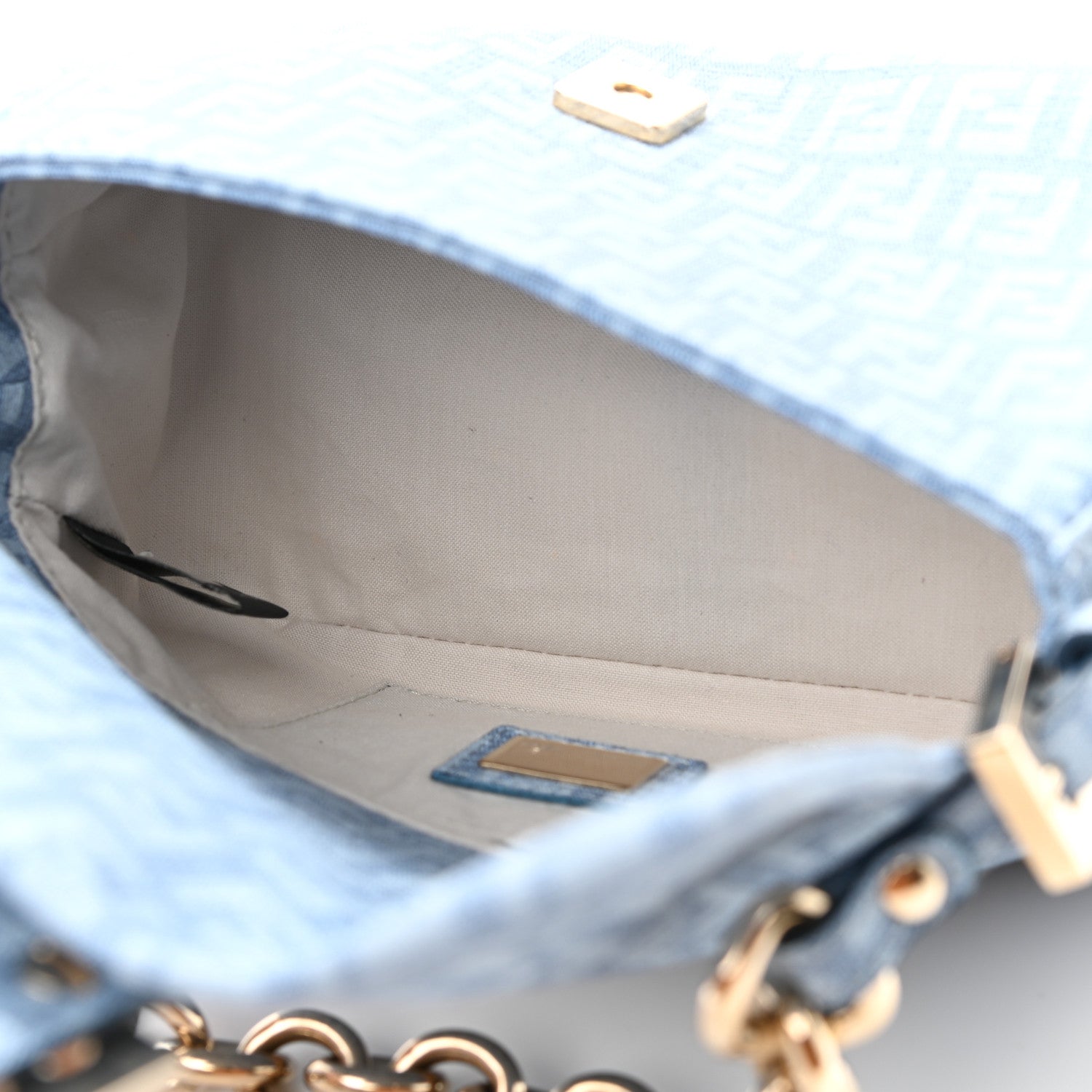 Fendi Zucchino Spalmati Forever Mini Mama Baguette Celeste 5 of 11