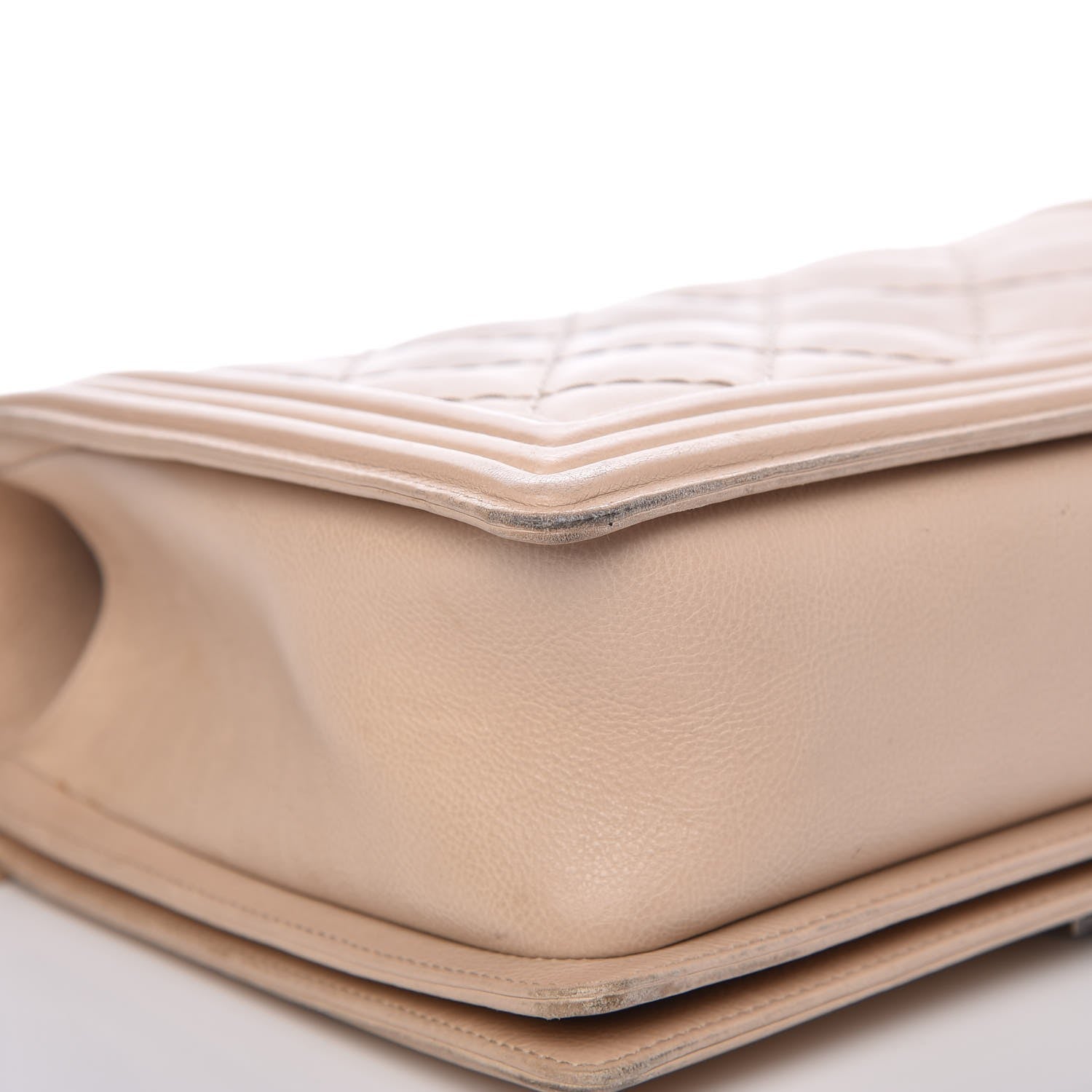 Chanel Calfskin Quilted Double Stitch New Medium Boy Flap Beige 14 of 16