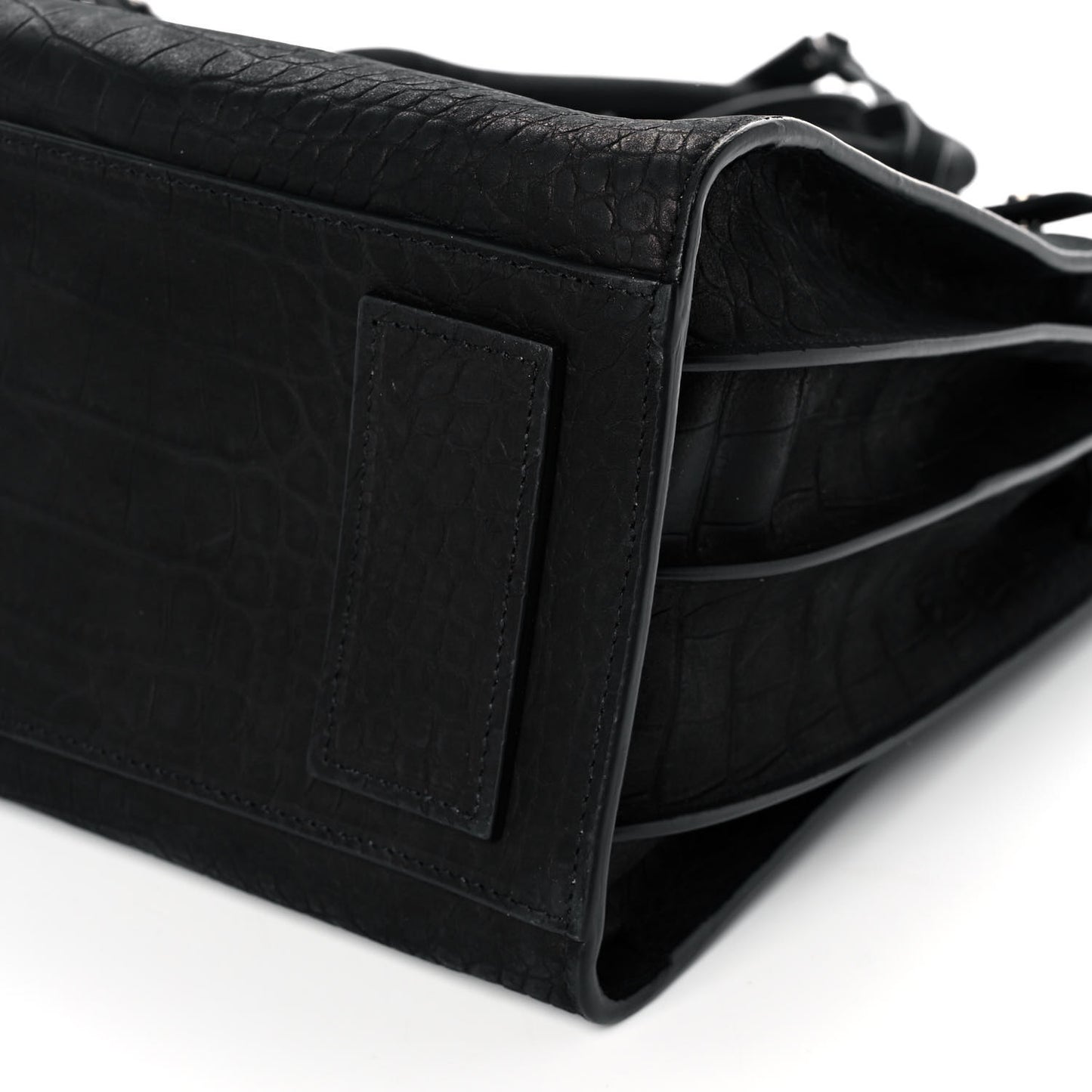 Crocodile Embossed Suede Small Supple Sac de Jour Black