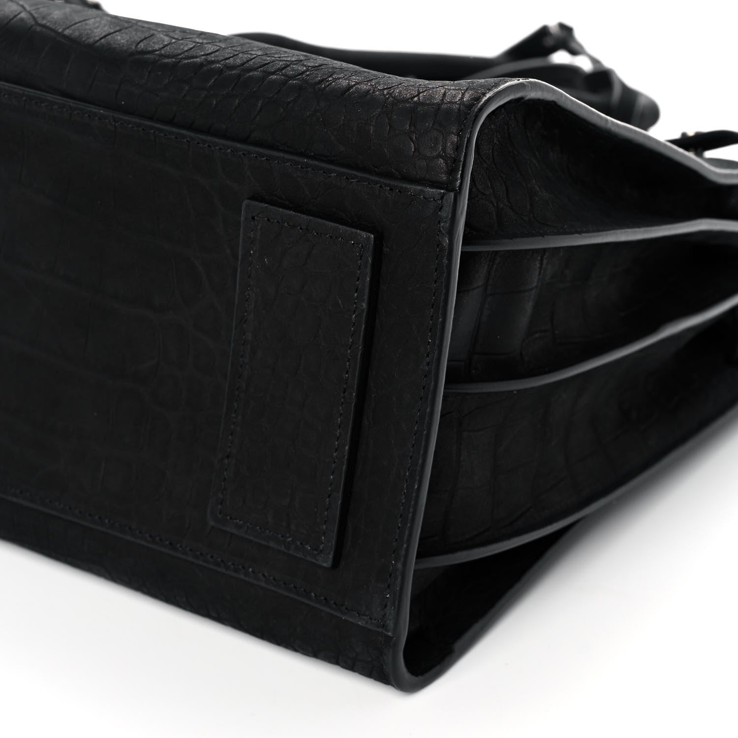 Saint Laurent Crocodile Embossed Suede Small Supple Sac de Jour Black 8 of 9