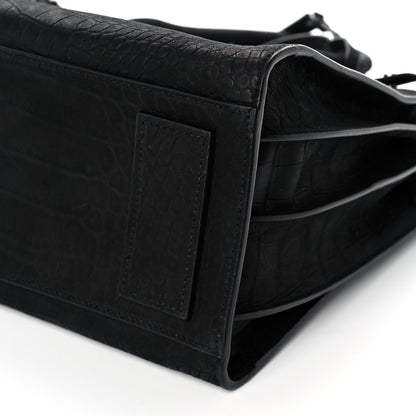 Saint Laurent Crocodile Embossed Suede Small Supple Sac de Jour Black 8 of 9