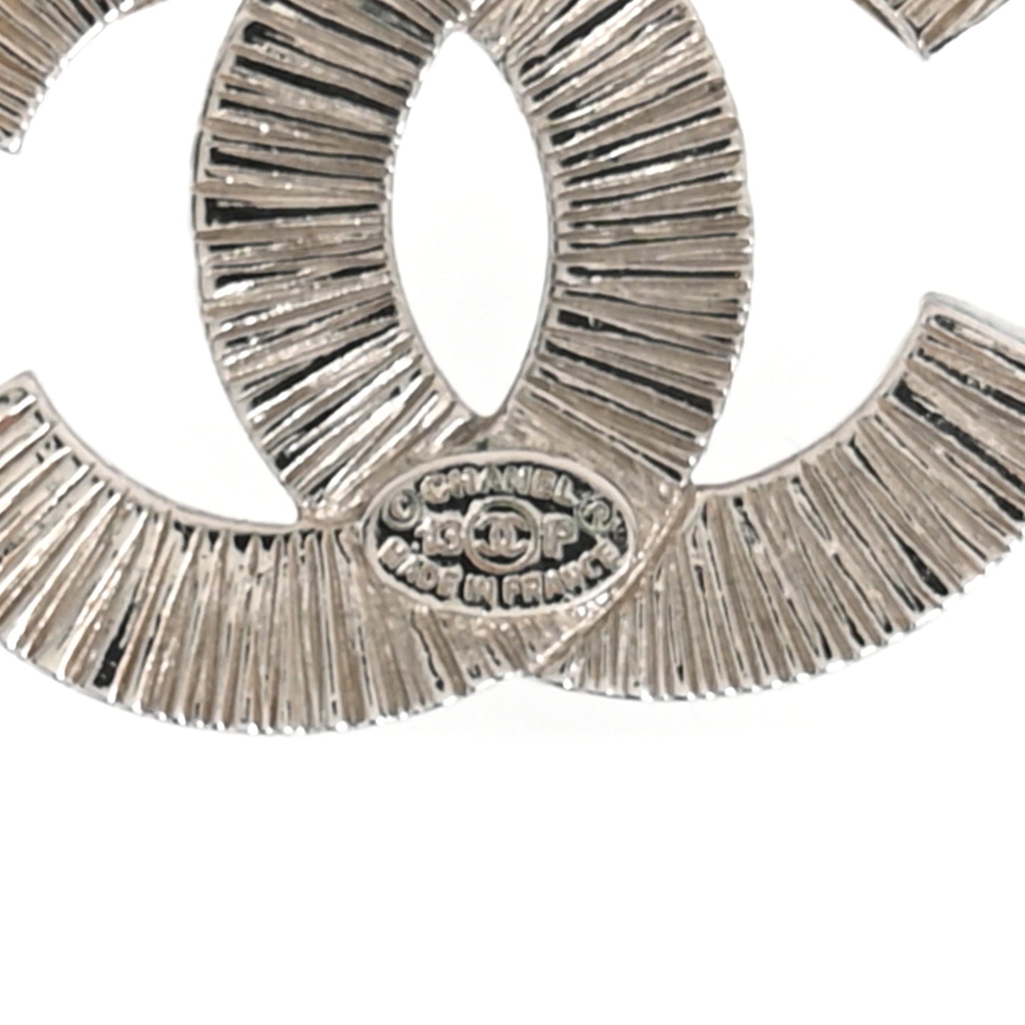 Baguette Crystal CC Drop Hoop Earrings Silver