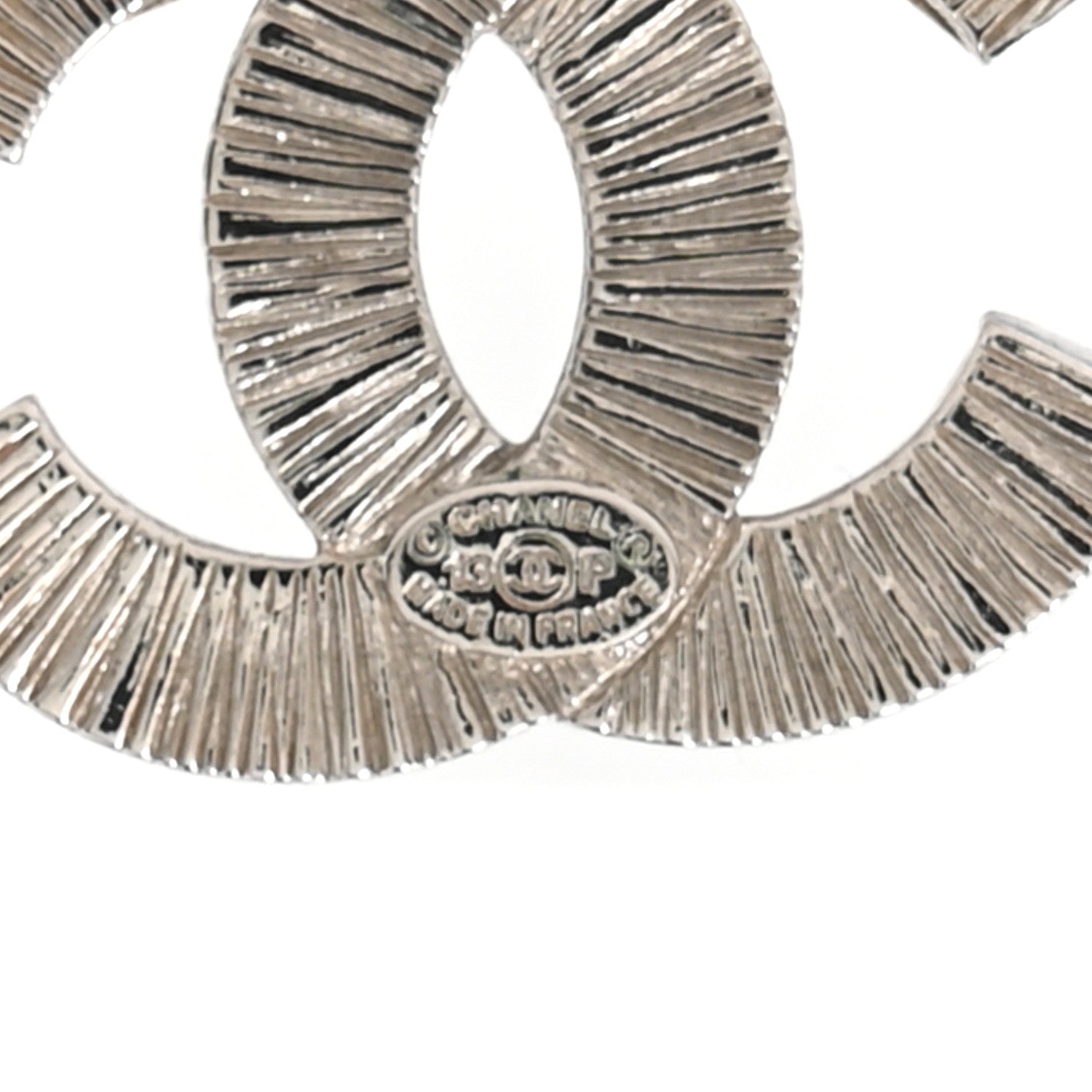 Chanel Baguette Crystal CC Drop Hoop Earrings Silver 4 of 4