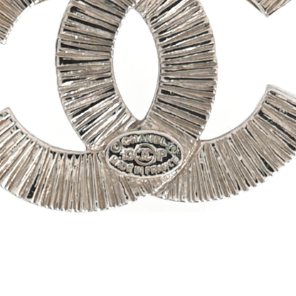 Chanel Baguette Crystal CC Drop Hoop Earrings Silver 4 of 4