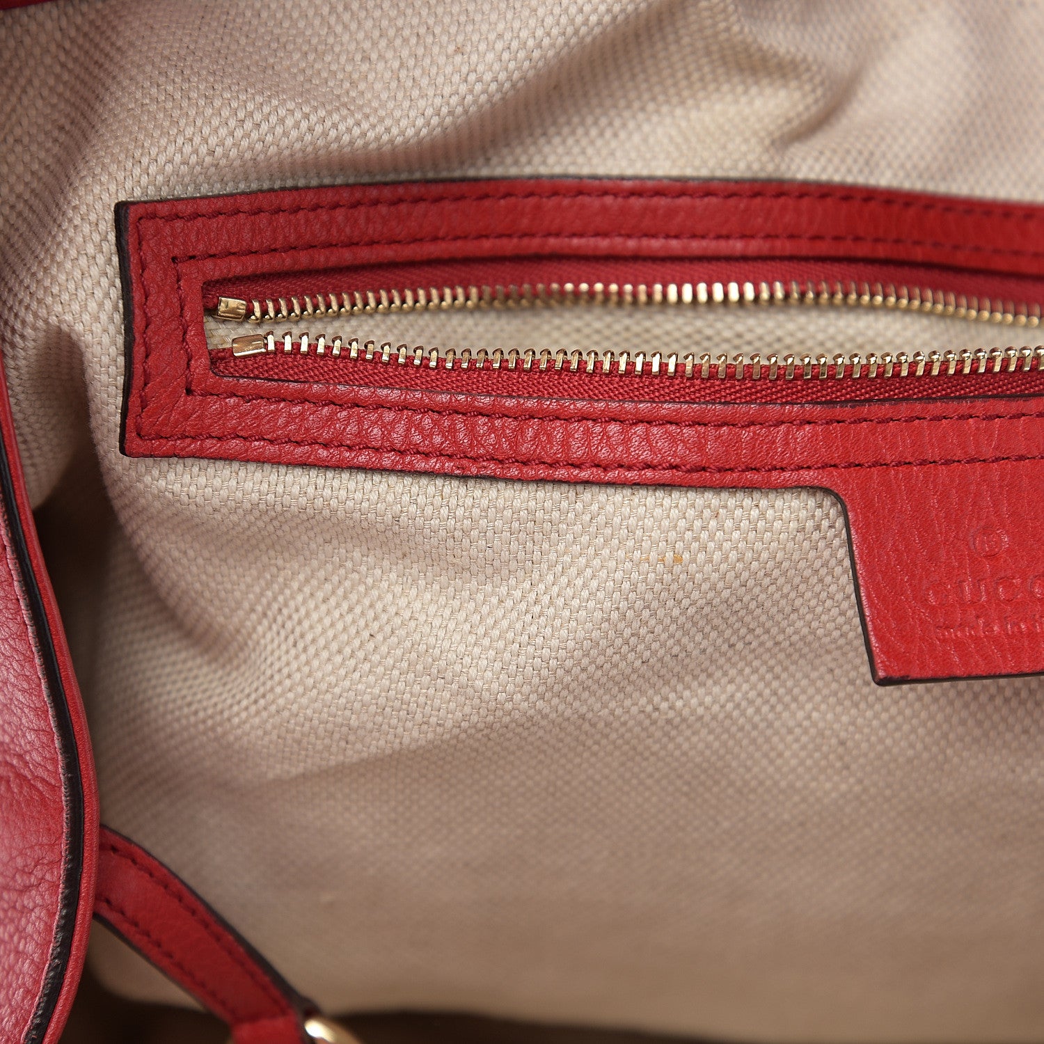 Gucci Pebbled Calfskin Medium Soho Shoulder Bag Red 7 of 10