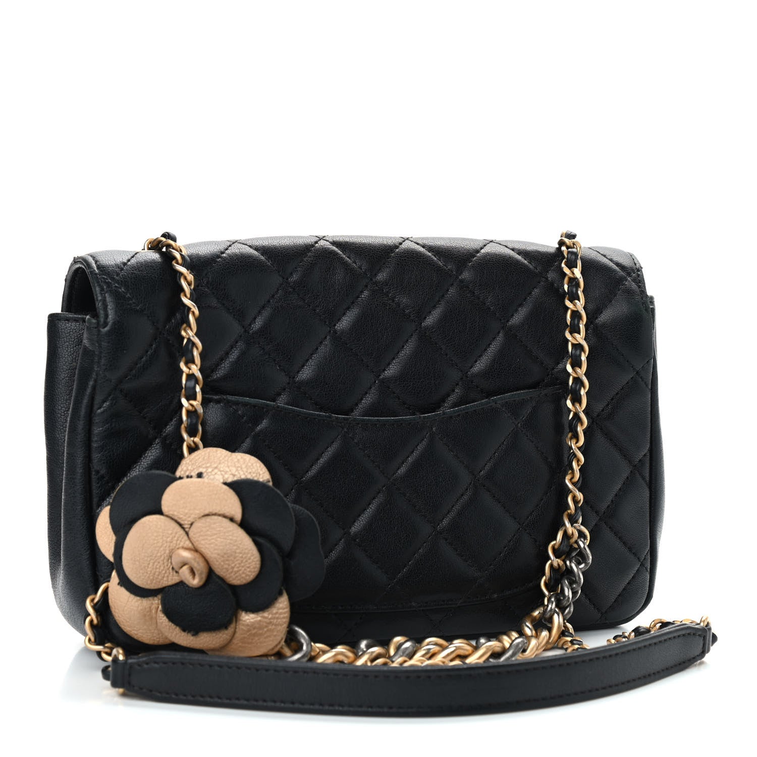 Chanel Lambskin Quilted Camellia Flower Flap Black 3 of 14