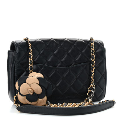 Chanel Lambskin Quilted Camellia Flower Flap Black 3 of 14