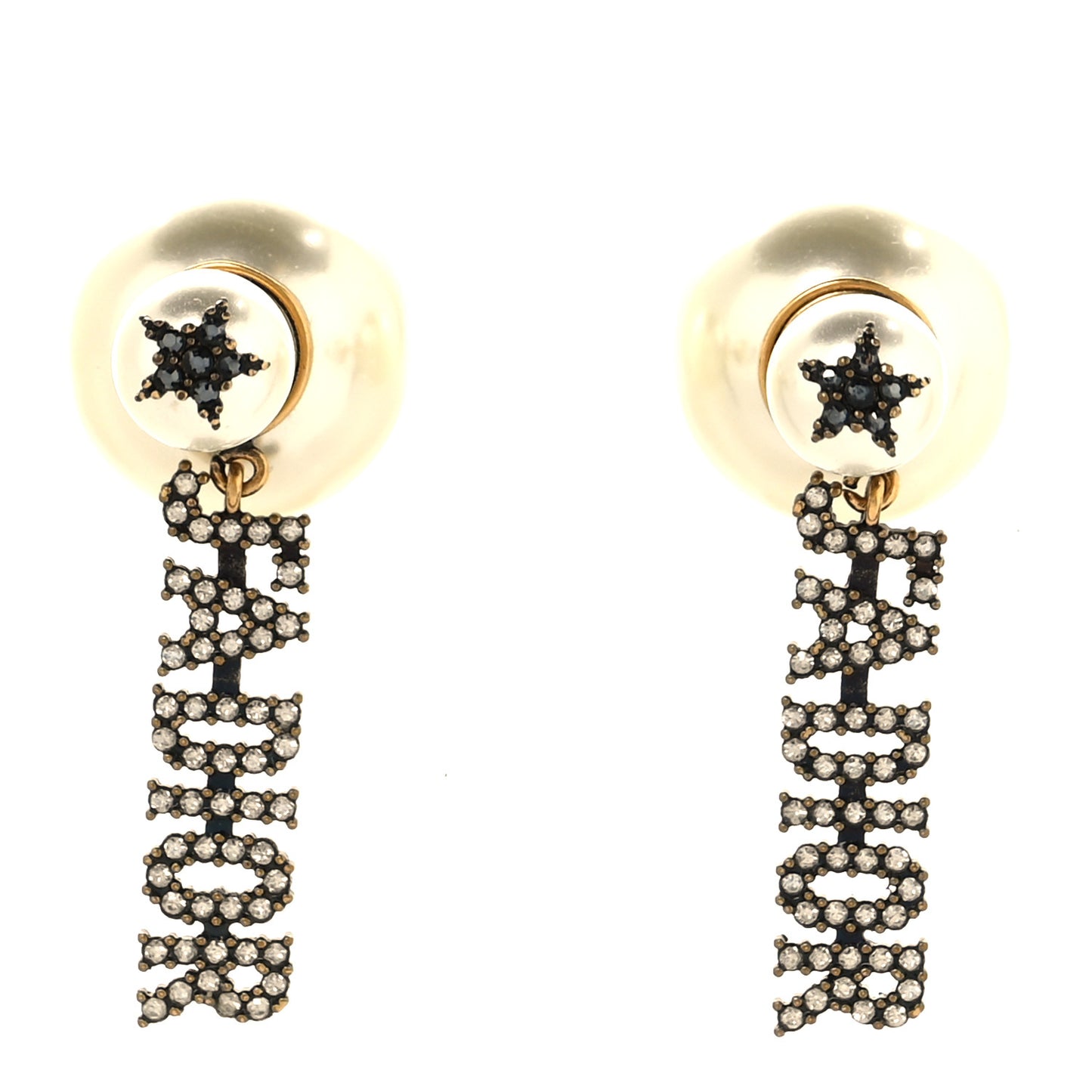 Pearl Crystal J'Adior Tribales Earrings Antique Gold