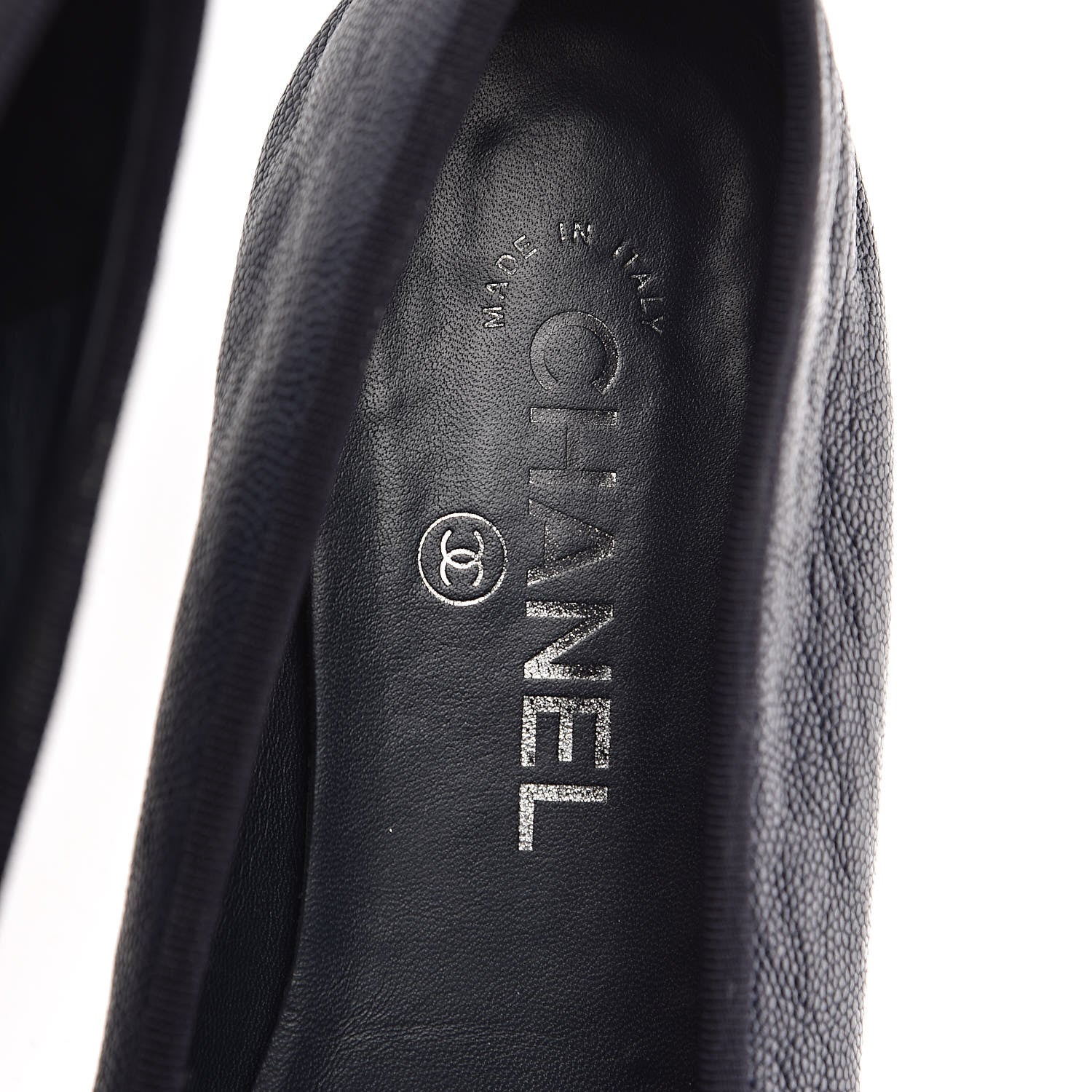 Chanel Caviar CC Cap Toe Ballerina Flats 41 Navy 10 of 17