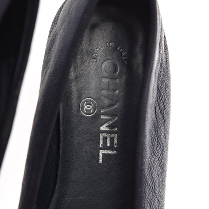 Chanel Caviar CC Cap Toe Ballerina Flats 41 Navy 10 of 17