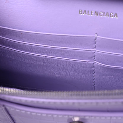 Balenciaga Shiny Calfskin Crocodile Embossed Hourglass Chain Bag Lilac 12 of 13