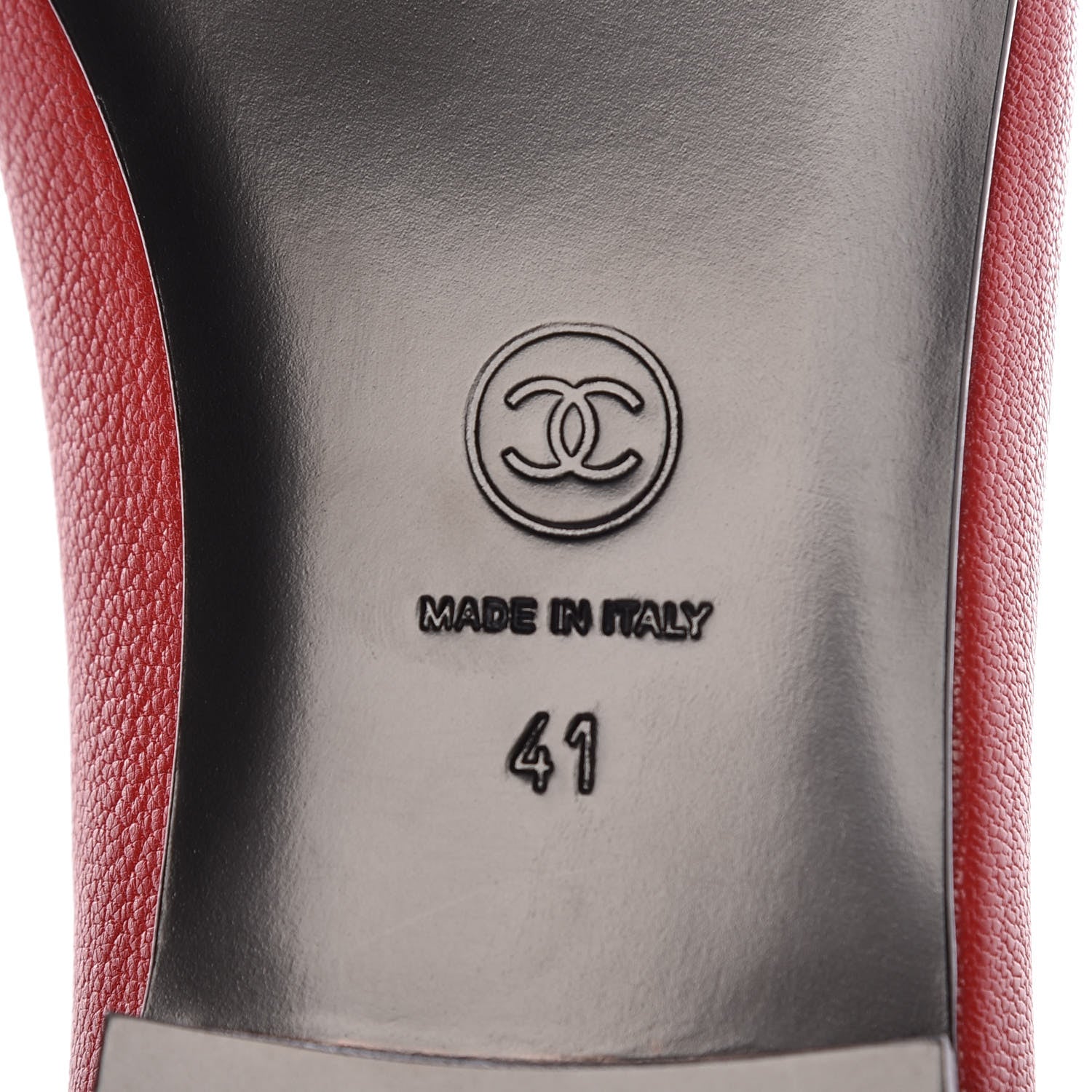 Chanel Goatskin Patent Cap Toe CC Ballerina Flats 41 Red 6 of 9