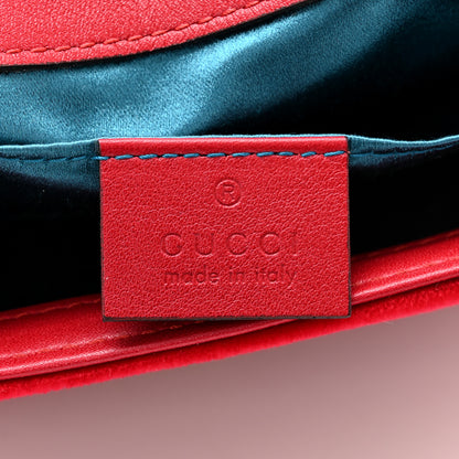Gucci Velvet Matelasse Mini GG Marmont Shoulder Bag Hibiscus Red 6 of 10