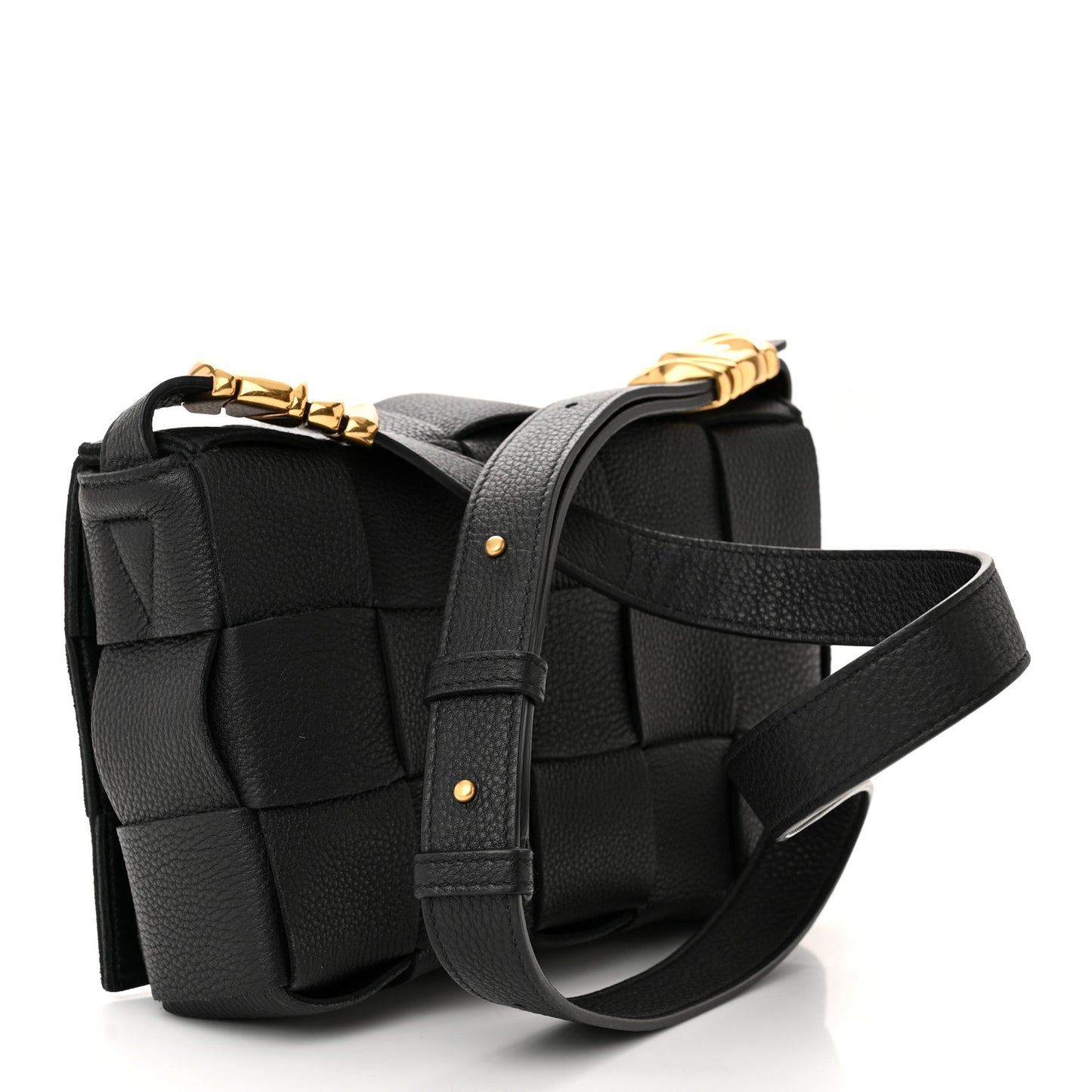Grained Calfskin Maxi Intrecciato Cassette Crossbody Bag Black