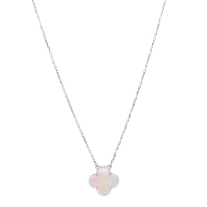 Van Cleef & Arpels 18K White Gold Mother of Pearl Vintage Alhambra Pendant Necklace 1 of 6