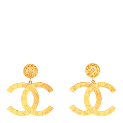 Chanel Metal Large Paris Button Earrings Gold 1 of 4