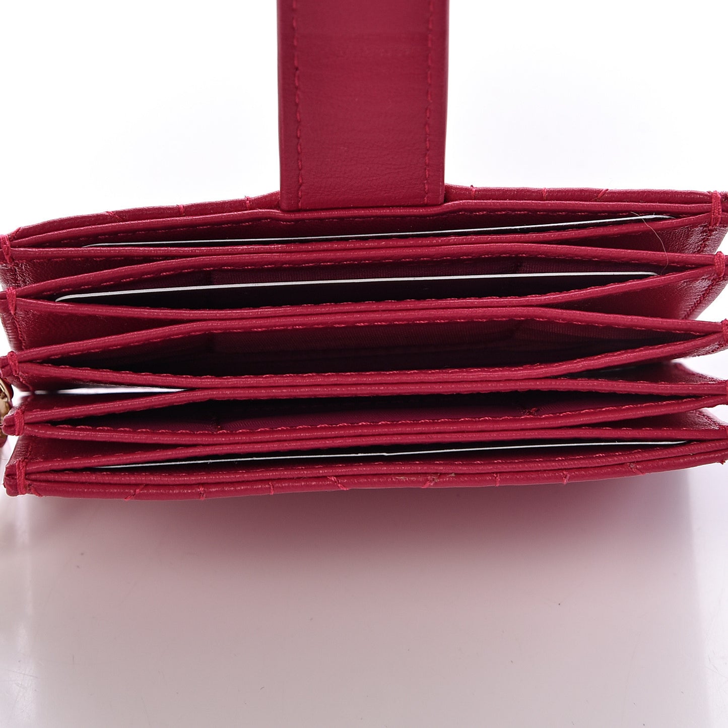 Lambskin Cannage Lady Dior 5-Gusset Card Holder Fuchsia