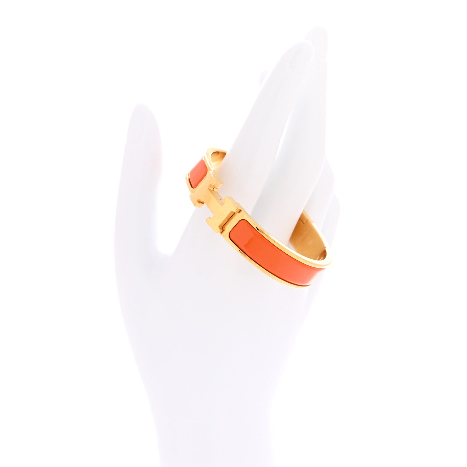 Hermes Enamel Narrow Clic Clac H Bracelet PM Orange 2 of 4