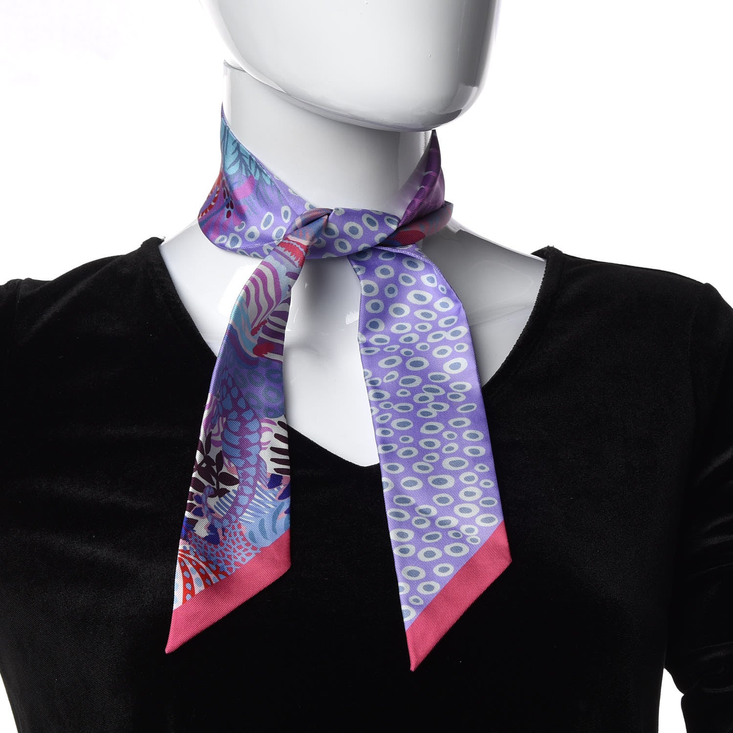 Hermes Silk Under The Waves Twilly Framboise Parme Rouge 2 of 4
