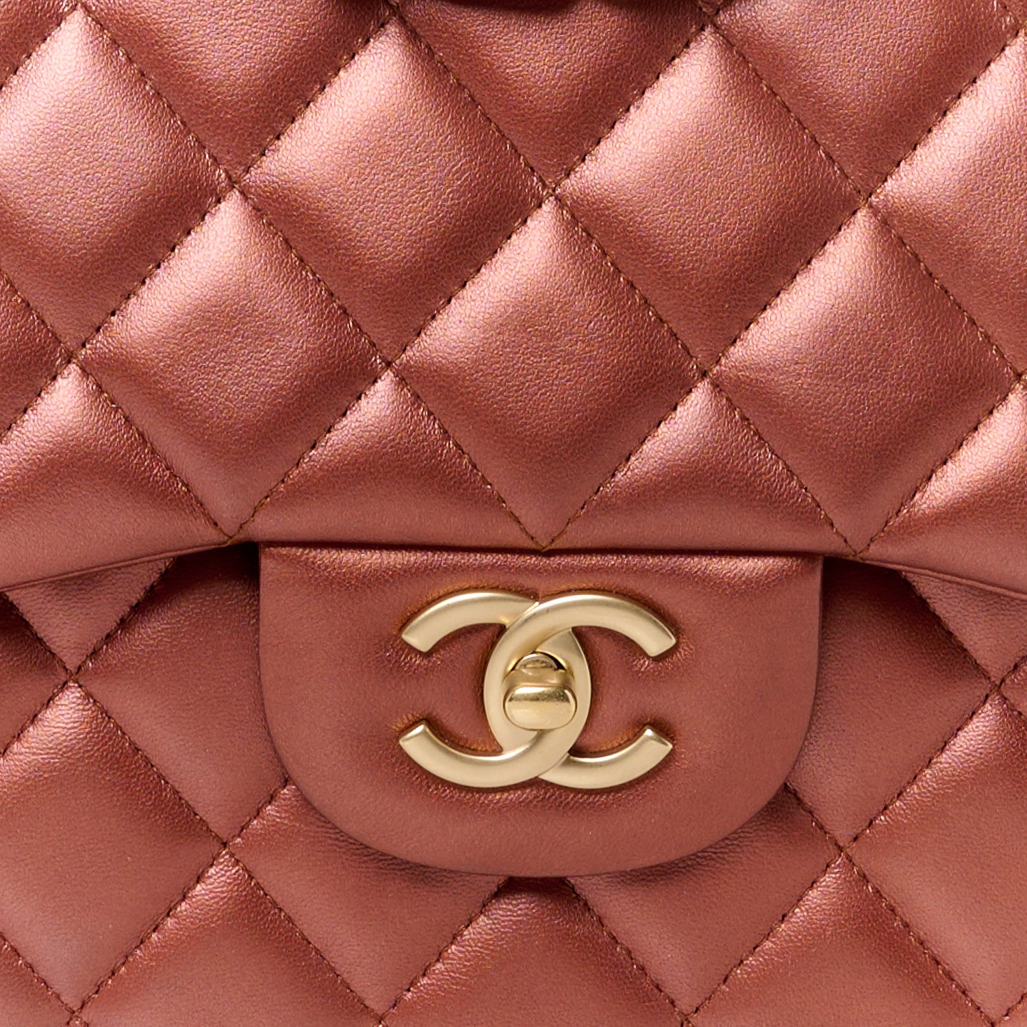 Chanel Metallic Lambskin Quilted Jumbo Double Flap Copper 9 of 11