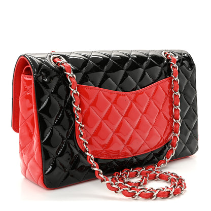 Chanel Patent Calfskin Quilted Bi-Color Medium Double Flap Black Red 3 of 10