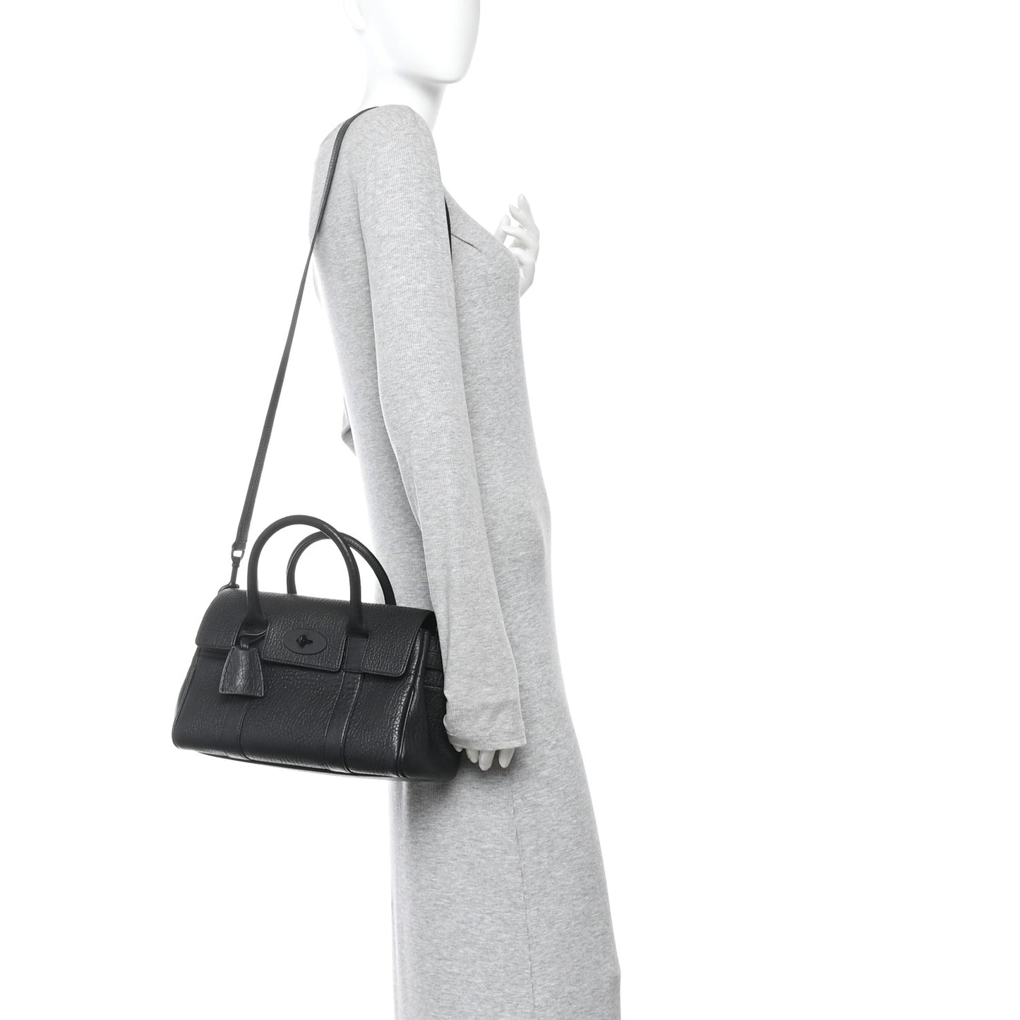 Natural Grain Small Bayswater Satchel Black
