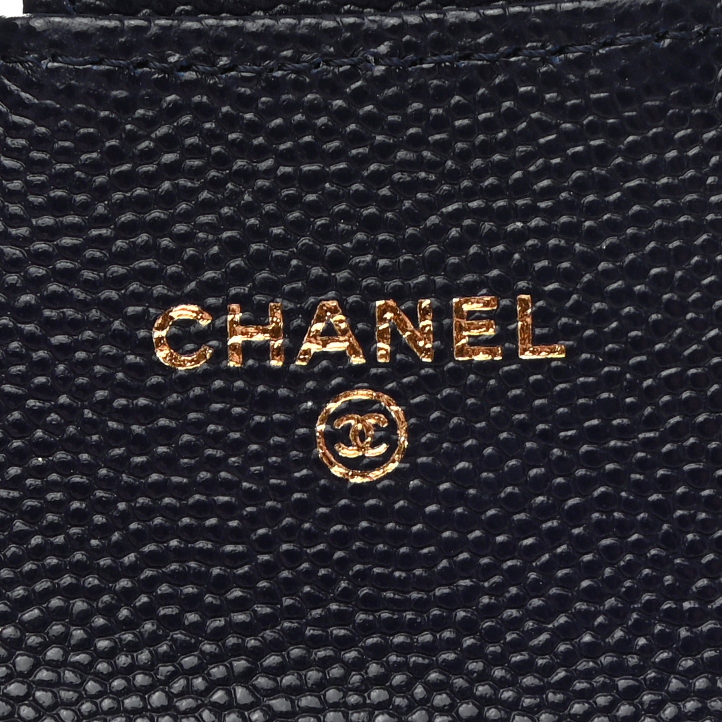 Caviar Quilted Flap Card Holder Wallet Dark Blue
