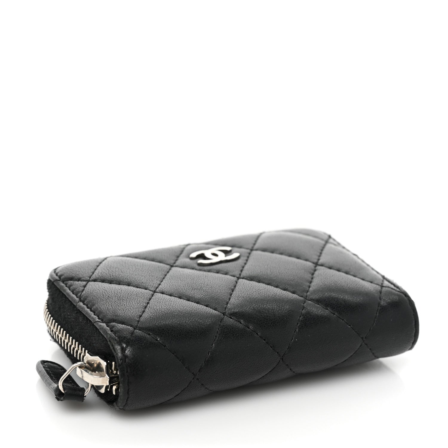 Chanel Lambskin Quilted Zip Coin Purse Black 4 of 14