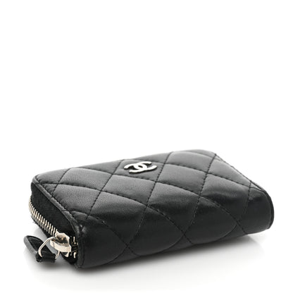 Chanel Lambskin Quilted Zip Coin Purse Black 4 of 14